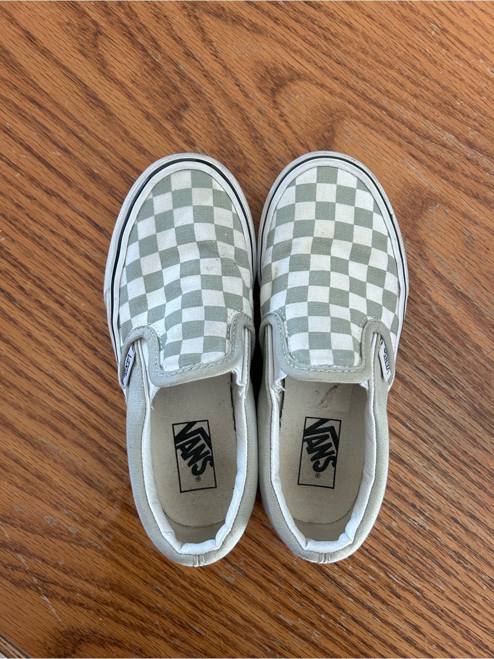 Vans Kids Checkerboard Slip-On Sneakers - Sage Green & White